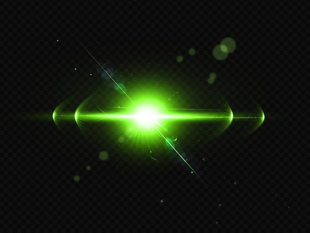 green lens flare light effect on a transparent background