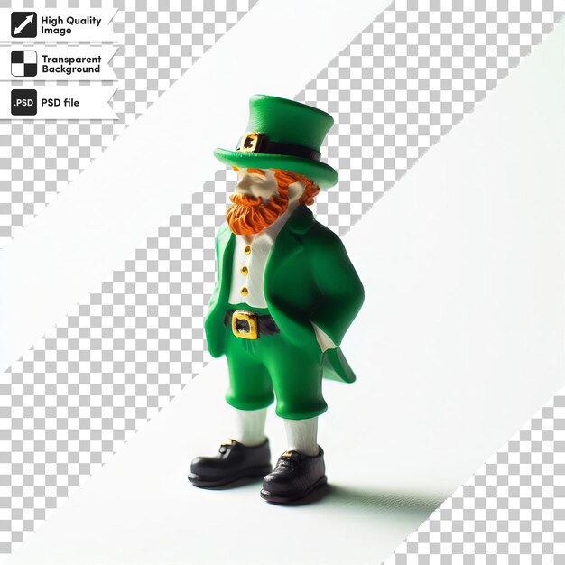 PSD a green leprechaun figure with a green coat on it
