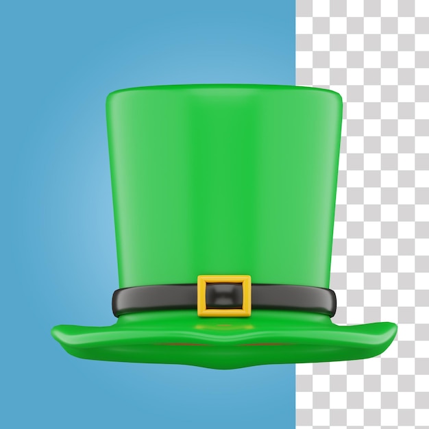 PSD a green leprechaun hat with a black buckle on it.