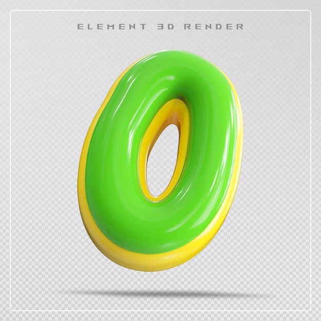 PSD green letter o font bubble 3d render