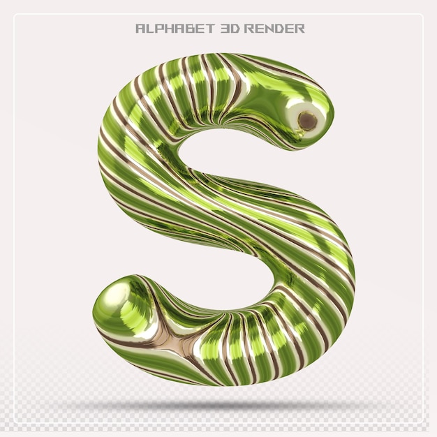 PSD green letter s font alphabet 3d render