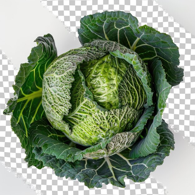 PSD a green lettuce that is on a checkered surface