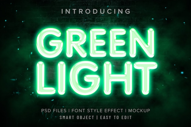 Mockup di effetto stile carattere luce verde