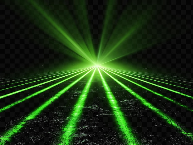 A green light shines on a black background