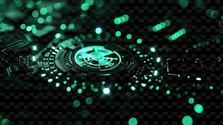 PSD a green light that is on a black background