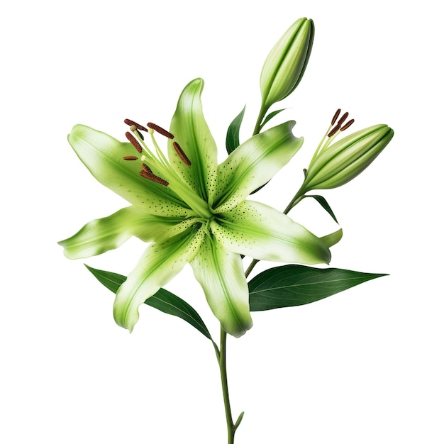 PSD green lily on transparent background