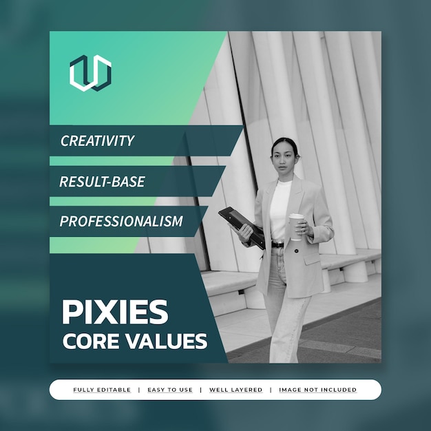 PSD green lime gradient modern business instagram template