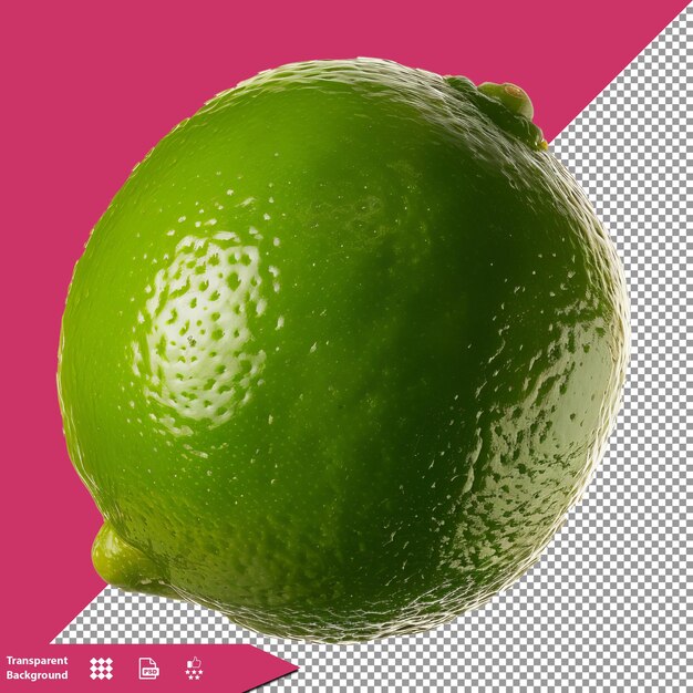 PSD a green lime is shown with a red background