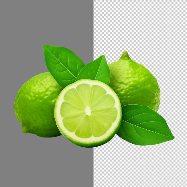 PSD green limes isolated on transparent background png psd