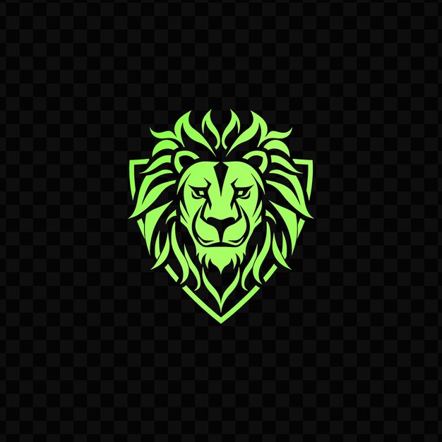 PSD green lion head on the black background