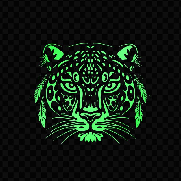 PSD a green lion head with a mane of hair on a black background