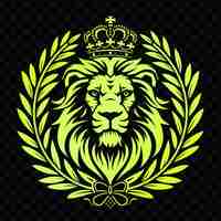 PSD a green lion with a crown on the crown of a lion