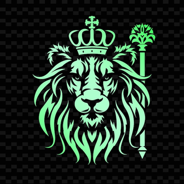 PSD a green lion with a crown on its head