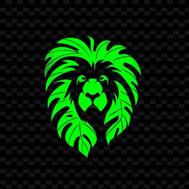 PSD green lion with a green mane on a black background