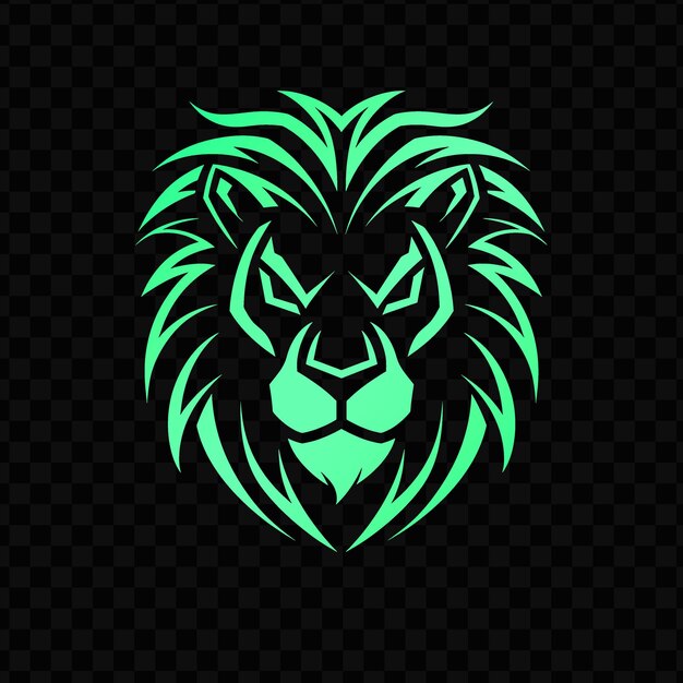 PSD green lion with a green mane on a black background