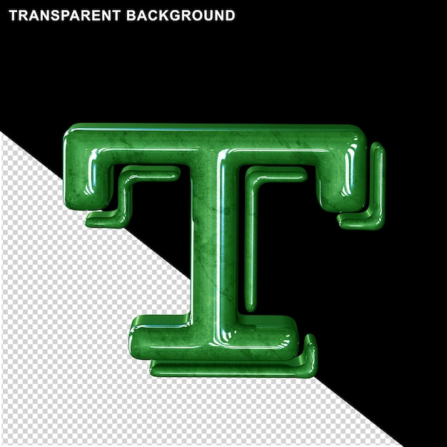 Green marble capital letter t