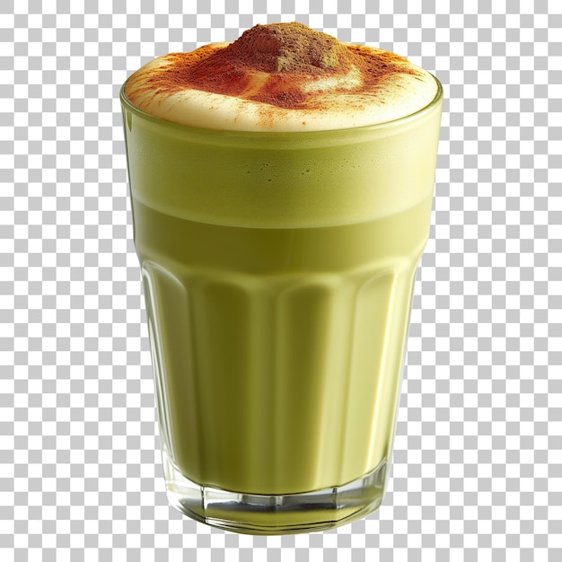 PSD 투명한 배경에 고립 된 유리잔에 녹색 matcha latte