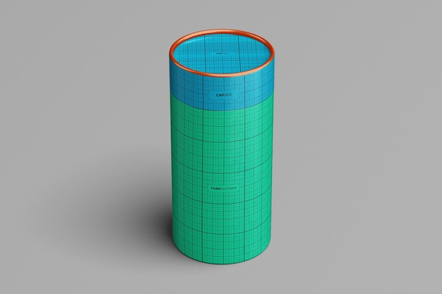 Una tazza di misurazione verde con un righello blu su di essa