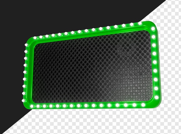 green metal frame with lights illuminated design element for creative projects