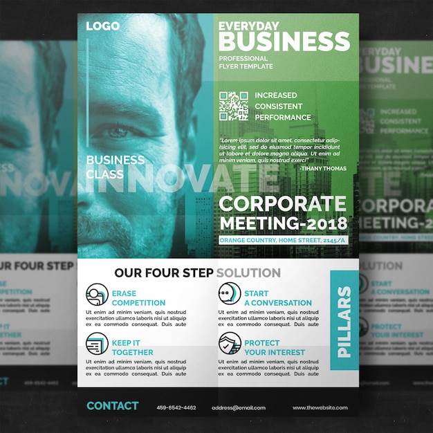 PSD green minimal corporate flyer template