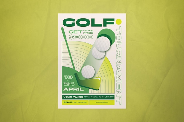 PSD green minimalist golf tournament flyer