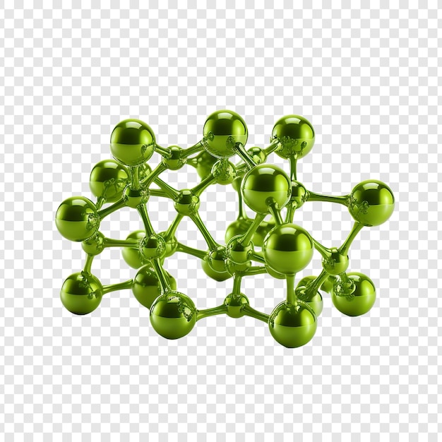 PSD una struttura molecolare verde isolata su uno sfondo trasparente