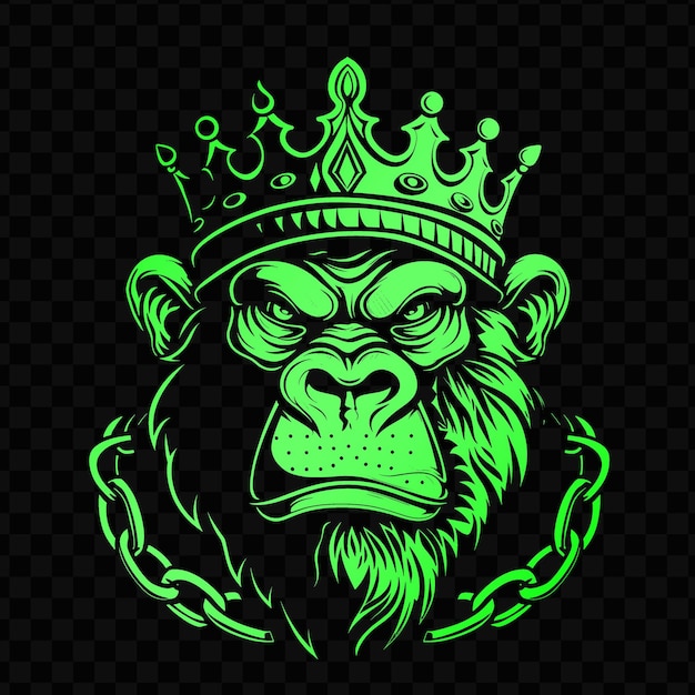 PSD a green monkey with a crown on his head