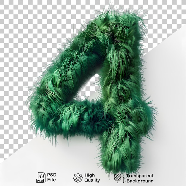 PSD mostro verde numero 4 tipografia numero 3d file png