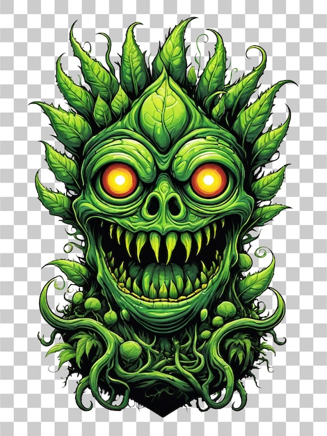 Green monster plants character design illustration on transparent background