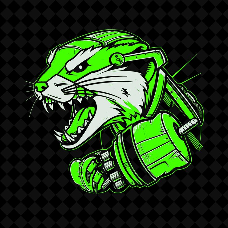 PSD a green monster with a green mask on its head