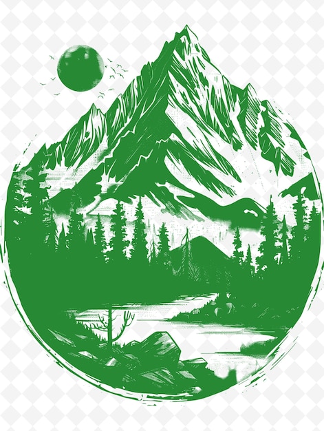 a green mountain with a lake in the background