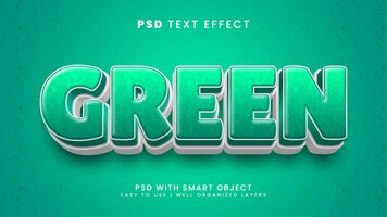 PSD Зеленая природа 3d редактируемый текстовый эффект с овощным и детским стилем текста