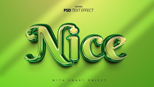 Green nature 3d text effect template design