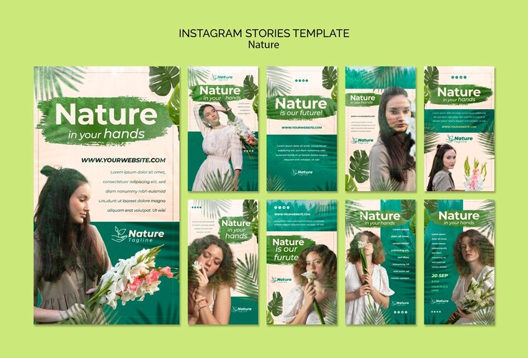 PSD шаблон instagram для дизайна зеленой природы