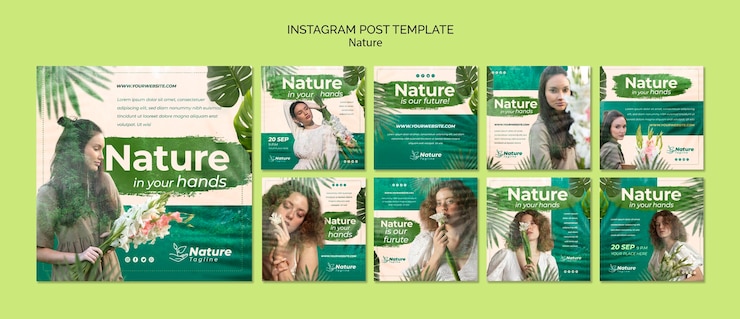 PSD шаблон instagram для дизайна зеленой природы