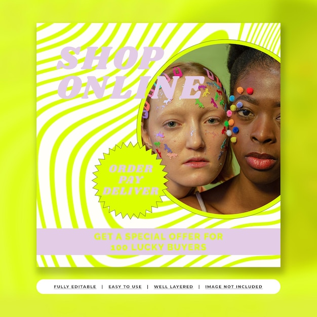 green neon bright retro fashion instagram post