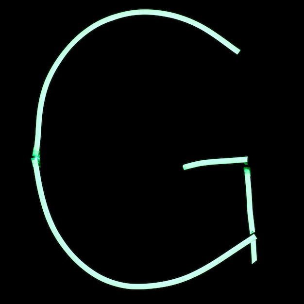 green neon lights alphabet letters