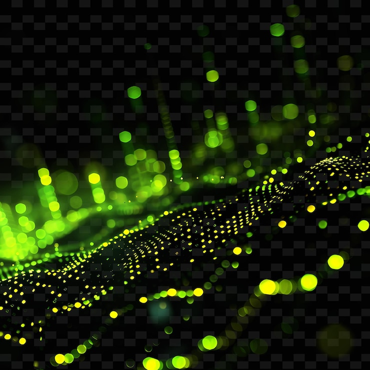 PSD green neon lights on a black background