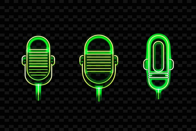 PSD green neon sign for a microphone with the words green light on the screen