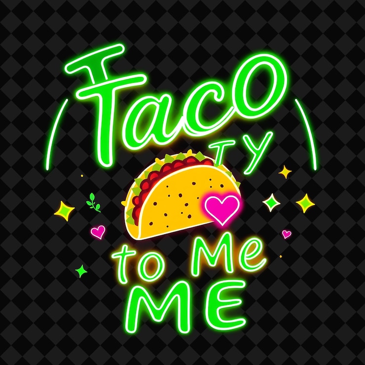 PSD 一個綠色霓虹牌子,上面寫著taco to me