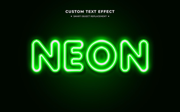 PSD Зеленый неоновый текстовый эффект