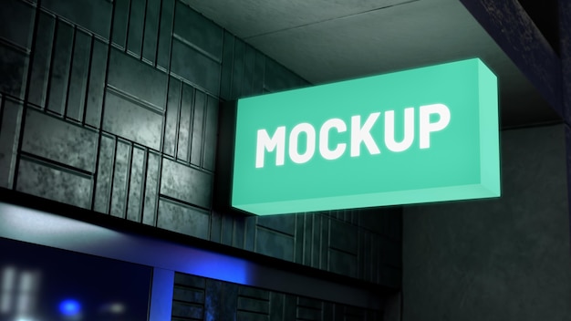 green night business sign mock-up