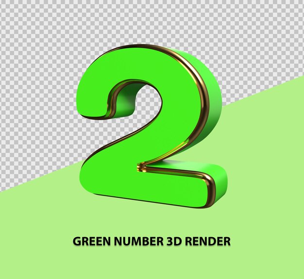 Green Number 3D Render