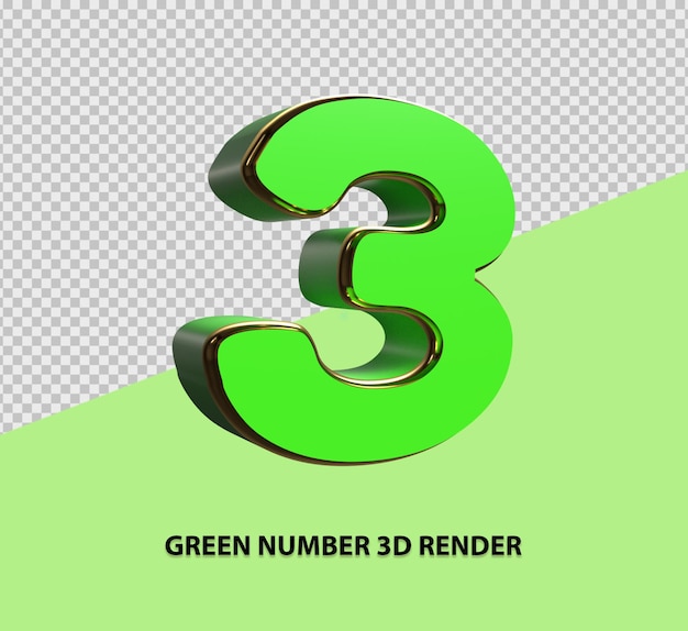 PSD rendering 3d di numero verde