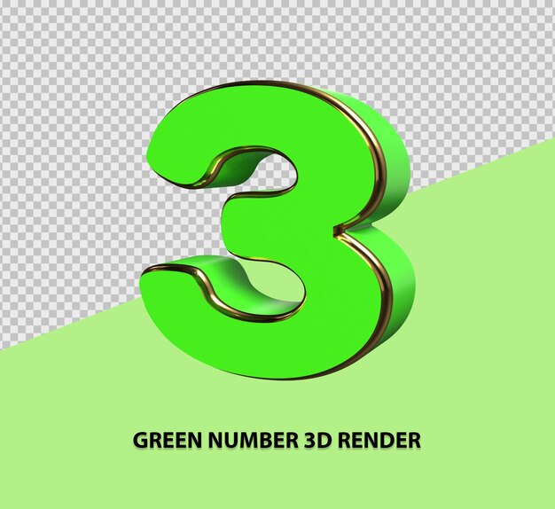 PSD 녹색 숫자 3d 렌더링
