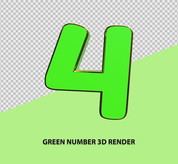 Rendering 3d di numero verde