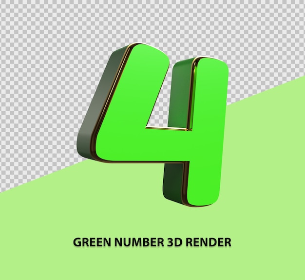 Green Number 3D Render