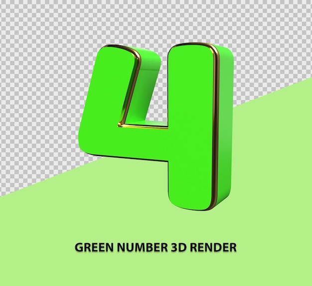 PSD rendering 3d di numero verde