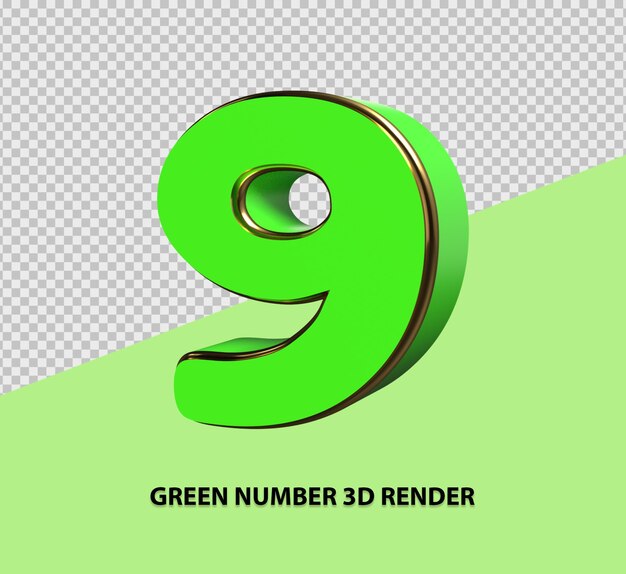 PSD rendering 3d di numero verde