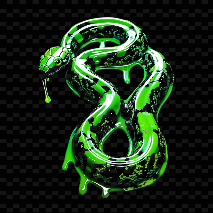 PSD green number 6 with green swirls on a black background